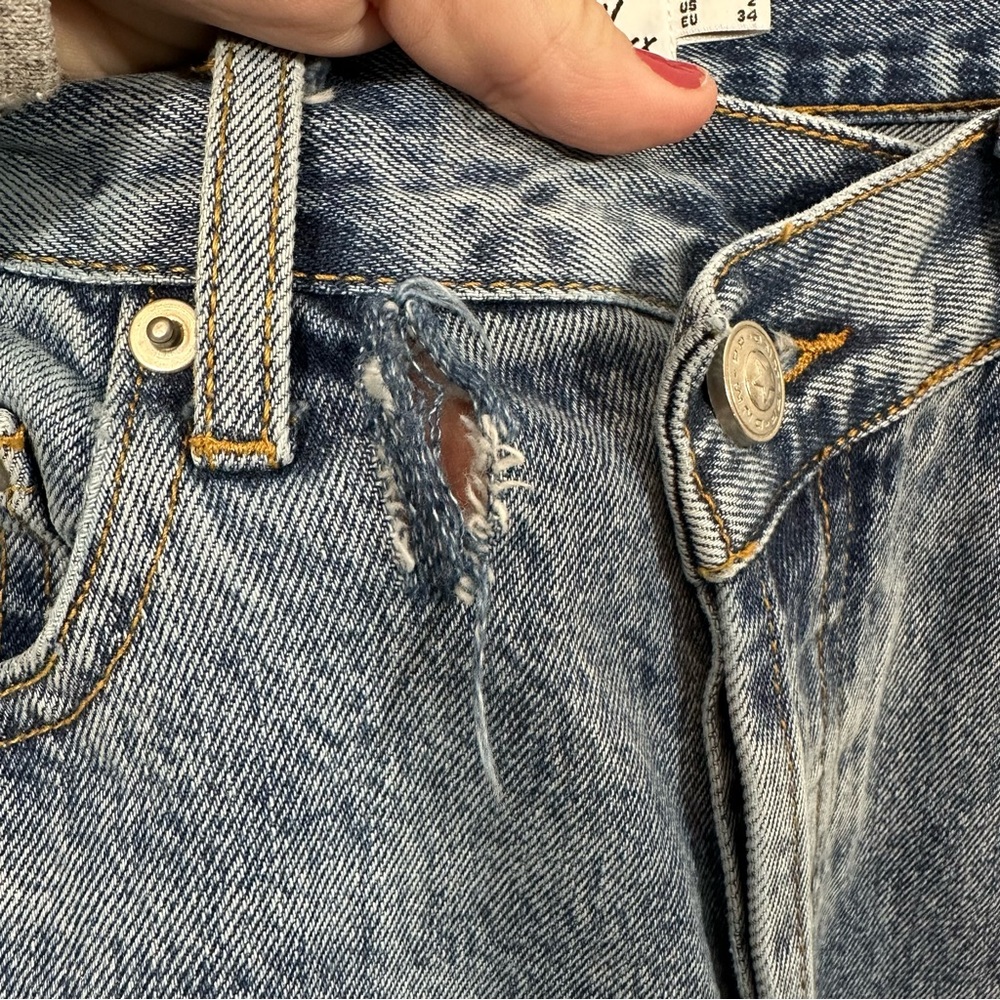 Princess Polly Straight Leg Button Fly Blue Jeans Size 2 - Picture 4 of 10